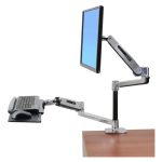 Vista del Ergotron LX Series LX HD Sit-Stand escritorio ajustable de aluminio para monitores de hasta 46 pulgadas, SKU 45-384-026.