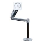 Vista del Ergotron LX Series LX HD Sit-Stand escritorio ajustable de aluminio para monitores de hasta 46 pulgadas, SKU 45-384-026.