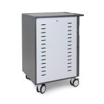 Imagen del Ergotron Zip40, un carro de gestión y carga para dispositivos portátiles en colores negro y gris, SKU DM40-2008-2