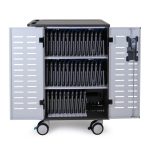 Imagen del Ergotron Zip40, un carro de gestión y carga para dispositivos portátiles en colores negro y gris, SKU DM40-2008-2