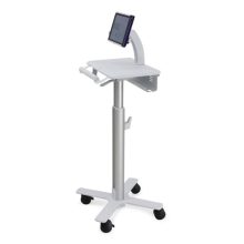 Carrito multimedia Ergotron StyleView SV10-1400-0 en aluminio y blanco, versátil y ajustable para tabletas