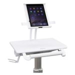 Carrito multimedia Ergotron StyleView SV10-1400-0 en aluminio y blanco, versátil y ajustable para tabletas