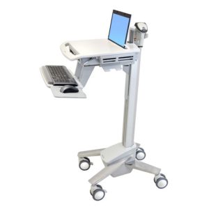 Carro multimedia portátil Ergotron StyleView EMR para laptops, color aluminio gris con blanco. SKU: SV40-6100-0