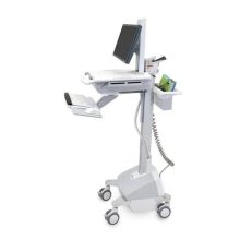 Ergotron StyleView EMR Cart con panel plano LCD Pivot, alimentado por LiFe, aluminio gris y blanco, SKU: SV42-6302-2