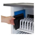 Imagen del soporte Ergotron YES35 independiente para monitores en negro y plata, SKU YES35-TAB-2