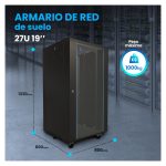 Armario rackmount de pie Extralink 27U, dimensiones 800x800 mm en color negro, SKU EX.14404