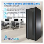 Extralink Armario rackmount de pie de 32U con dimensiones de 800x800 mm en color negro. SKU EX.14411