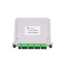 Imagen del Extralink Splitter 1:8 PLC SC/APC Tipo Ranura con SKU EX.10048, ideal para soluciones de cableado.