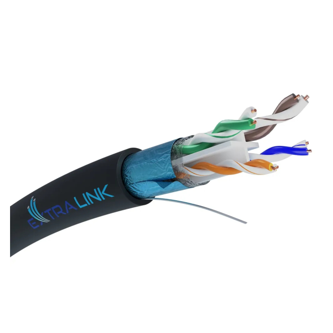 Extralink Par trenzado CAT6 FTP (F/UTP) exterior de 305 metros Extralink Par trenzado CAT6 FTP (F/UTP) para exteriores de 305 metros. SKU: EX.10079