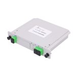 Splitter óptico Extralink 1:2 PLC con conectores SC/APC, SKU EX.11533, tipo de ranura.