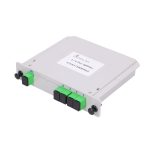 Extralink Splitter 1:4 PLC SC/APC de tipo Slot. Ideal para divisiones de señal en instalaciones de cableado de fibra óptica. SKU EX.11540
