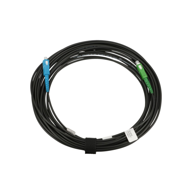 Extralink Cable de Fibra Óptica 10M G.657A2 SC/APC a SC/UPC Extralink Patchcord SC/APC-SC/UPC Round Drop SM Simplex G.657A2 de 10 metros, Negro. SKU EX.18440