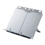 Fellowes Booklift archivador de plástico en color plata, SKU 21140, ideal para organizar y sostener documentos en monitores.