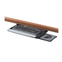 Imagen del stand Fellowes Deluxe, compatible con oficinas. Incluye características ergonómicas y ajustes para comodidad. SKU 8031201.