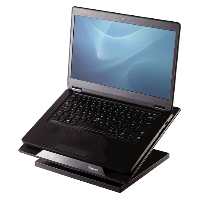 Fellowes Soporte para ordenador portátil de 17 pulgadas, diseño ergonómico negro Soporte para ordenador portátil Fellowes Designer Suites negro, compatible con portátiles de 43,2 cm (17 pulgadas), SKU 8038401