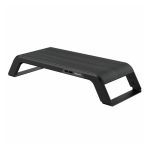 Soporte para monitor de escritorio Fellowes 8060501, color negro, ajustable en altura, diseñado para mejorar la postura y organización del escritorio.