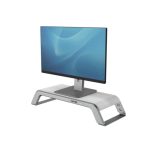 Soporte para monitor Fellowes de escritorio en color blanco, ideal para mejorar la postura ergonómica. SKU: 8064201