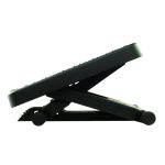 Vista frontal del soporte para el apoyo de pies Fellowes negro, modelo 8067001, ergonómico y ajustable para oficina