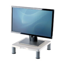 Elevador de monitor Fellowes estándar de 53,3 cm (21 pulgadas) en gris y blanco, SKU 91712