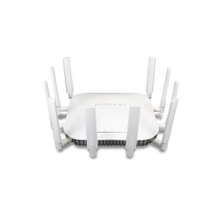 Fortinet FortiAP-U433F, punto de acceso inalámbrico universal indoor con radio triple (2x 802.11 a/b/g/n/ac/ax y 1x 802.11 a/b/g/n/ac Wave 2), antenas externas, 1x puerto RJ45 Base-T de 100/1000/2500, SKU FAP-U433F-E