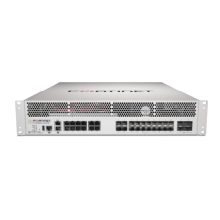 Imagen del producto Fortinet FortiGate-2200E, un firewall avanzado con 4 ranuras QSFP+, 20 ranuras SFP+, 14 puertos RJ45 y fuentes de alimentación duales. SKU: FG-2200E