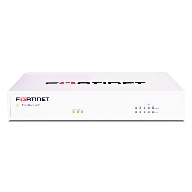 Fortinet FortiGate-40F Firewall con protección FortiGuard Enterprise 12 meses Imagen del Fortinet FortiGate-40F Firewall FG-40F-BDL-809-12 con FortiCare Premium y FortiGuard Enterprise Protection por 12 meses