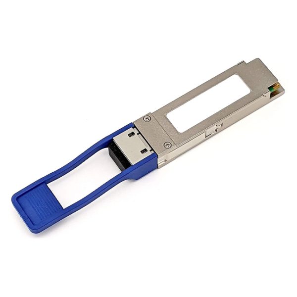 Imagen del transceptor óptico Fortinet FN-TRAN-QSFP+LR que ofrece una velocidad de 41200 Mbit/s usando conexión de cobre, SKU FN-TRAN-QSFP+LR.