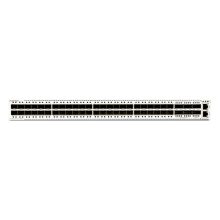 Vista frontal del switch Fortinet FortiSwitch-1048E con 48 slots GE/10GE SFP/SFP+, compatible con el controlador FortiGate, SKU FS-1048E