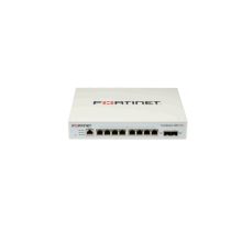 Imagen del Fortinet FortiSwitch-108F L2 Switch con 8 puertos GE RJ45, 2 puertos GE SFP, sin ventilador, adaptador de alimentación de 12V/3A y compatible con controladores FortiGate. SKU: FS-108F.