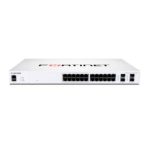Fortinet FortiSwitch-124F-FPOE Layer 2 con 24x 1G RJ45 PoE+, 4x 10G/1G SFP+, y 370W PoE output. SKU: FS-124F-FPOE.