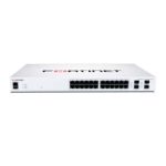 FortiSwitch-124F-POE Layer 2 FortiGate switch controller compatible PoE+ switch with 24x 1G RJ45 and 4x 10G/1G SFP+/SFP ports and 1x RJ45 console port. Ports 1 to 12 support PoE+ with maximum 185W PoE output limit with smart fan/temperature control.