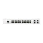 FortiSwitch-124F Layer 2 FortiGate switch controller compatible switch with 24x 1G RJ45 and 4x 10G/1G SFP+/SFP ports and 1x RJ45 console port. Fanless.