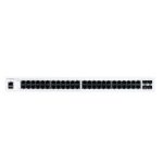Fortinet FortiSwitch-148F-POE Layer 2 switch, compatible with FortiGate controller, featuring 48 1G RJ45 ports, 4x 10G/1G SFP+/SFP ports, and PoE+ support on ports 1 to 24 with a max PoE output limit of 370W. SKU: FS-148F-POE.