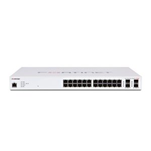 Fortinet FortiSwitch-224D-FPOE, con 24 puertos GE RJ45, 4 puertos GE SFP, límite de salida POE automático de hasta 370W, SKU FS-224D-FPOE