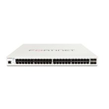 Imagen del Fortinet FortiSwitch 248E POE+ switch compatible con controlador FortiGate, 48 puertos GE RJ45, 4 puertos GE SFP y límite de salida POE de 370W, SKU FS-248E-POE