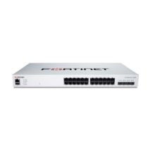 Imagen del Fortinet FortiSwitch-424E, un switch compatible con controlador FortiGate, 24 puertos GE RJ45 y 4 uplinks 10 GE SFP+. SKU: FS-424E
