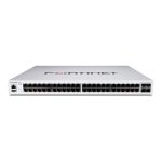 Fortinet FortiSwitch-448E-POE switch compatible con controlador FortiGate, 48 puertos GE RJ45, 4 puertos 10 GE SFP+, salida POE 421W. SKU: FS-448E-POE