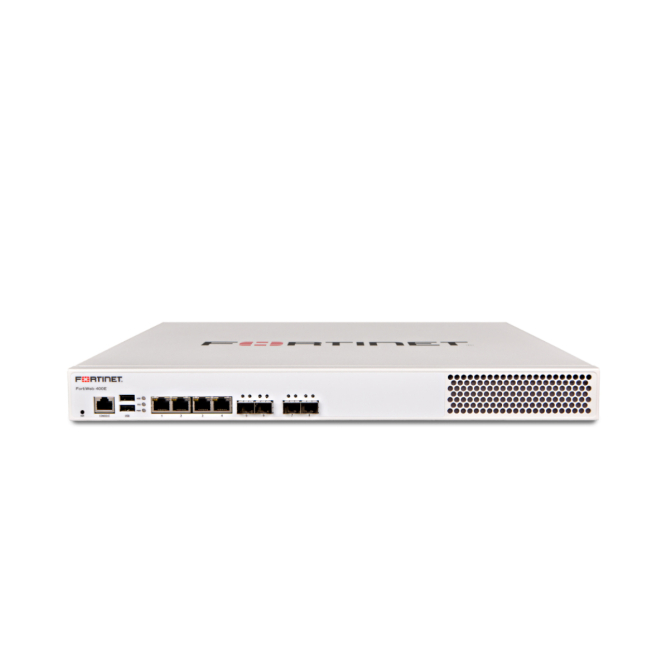 Fortinet FortiWeb 400F cortafuegos hardware de 0.5 Gbit/s Imagen del cortafuegos Fortinet FortiWeb 400F hardware 1U con velocidad de 0.5 Gbit/s, SKU FWB-400F-BDL-580-60