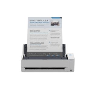 Escáner Ricoh ScanSnap iX1300 con alimentador automático de documentos, resolución de 600 x 600 DPI, tamaño A4, en color blanco. SKU: PA03805-B001.