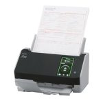 Escáner de documentos Ricoh fi-8040 con alimentador automático (ADF) y manual, resolución de 600 x 600 DPI, tamaño A4, en color negro y gris, SKU PA03836-B001