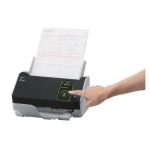 Escáner de documentos Ricoh fi-8040 con alimentador automático (ADF) y manual, resolución de 600 x 600 DPI, tamaño A4, en color negro y gris, SKU PA03836-B001