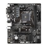 Imagen de la GIGABYTE Placa base A520M S2H, compatible con CPUs AMD Ryzen serie 5000, cuenta con VRM digital puro de 4+3 fases, soporte para DDR4 hasta 5100MHz (OC), PCIe 3.0 x4 M.2 y puertos USB 3.2 Gen 1. SKU: A520M S2H