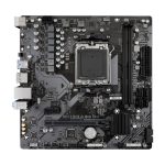 Imagen de la placa base GIGABYTE A620M H, cuenta con VRM digital de 5+2+2 fases, soporte para CPUs AMD Ryzen 8000, DDR5 hasta 7200MHz OC, PCIe 4.0, LAN GbE y USB 3.2 Gen 1, SKU A620M H