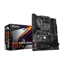 imagen de la placa base GIGABYTE B550 AORUS ELITE V2, compatible con procesadores AMD Ryzen 5000, VRM de 12+2 fases, soporte DDR4 de hasta 4733 MHz, 1x PCIe 4.0, 1x PCIe 3.0 M.2, LAN 2.5GbE y USB 3.2 Gen 2, SKU B550 AORUS ELITE V2