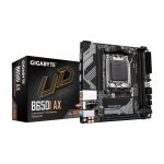 Placa base GIGABYTE B650I AX con soporte para AMD Ryzen serie 9000, VRM de 5+2+1 fases, capacidad de 6400 MHz DDR5 (OC), ranura PCIe 4.0 M.2, LAN 2.5 GbE, WIFI 6E, y USB 3.2 Gen 2 - SKU: B650I AX