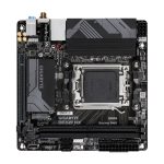 Placa base GIGABYTE B650I AX con soporte para AMD Ryzen serie 9000, VRM de 5+2+1 fases, capacidad de 6400 MHz DDR5 (OC), ranura PCIe 4.0 M.2, LAN 2.5 GbE, WIFI 6E, y USB 3.2 Gen 2 - SKU: B650I AX