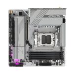 Imagen de la GIGABYTE B650M AORUS ELITE AX ICE Placa base para AMD Ryzen serie 9000, VRM de 12+2+2 fases, memoria DDR5 hasta 8000 MHz (OC), conectividad WIFI 6E y LAN 2.5 GbE, SKU B650M A ELITE AX ICE