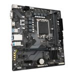 Imagen de la placa base GIGABYTE B760M H DDR4, soporta CPUs Intel Core de 14ª generación, VRM digital de 6+1+1 fases, memoria DDR4 hasta 3200MHz overclock, 2 ranuras PCIe 4.0 M.2, puerto LAN GbE, USB 3.2 Gen1, SKU B760M H DDR4