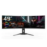 GIGABYTE Monitor de juegos curvo CO49DQ OLED con resolución 5120x1440, diseño 1800R, frecuencia de actualización de 144Hz, tiempo de respuesta de 0.03ms, tecnología KVM, FreeSync Premium Pro y puertos HDMI 2.1, modelo CO49DQ EK