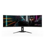 GIGABYTE Monitor de juegos curvo CO49DQ OLED con resolución 5120x1440, diseño 1800R, frecuencia de actualización de 144Hz, tiempo de respuesta de 0.03ms, tecnología KVM, FreeSync Premium Pro y puertos HDMI 2.1, modelo CO49DQ EK